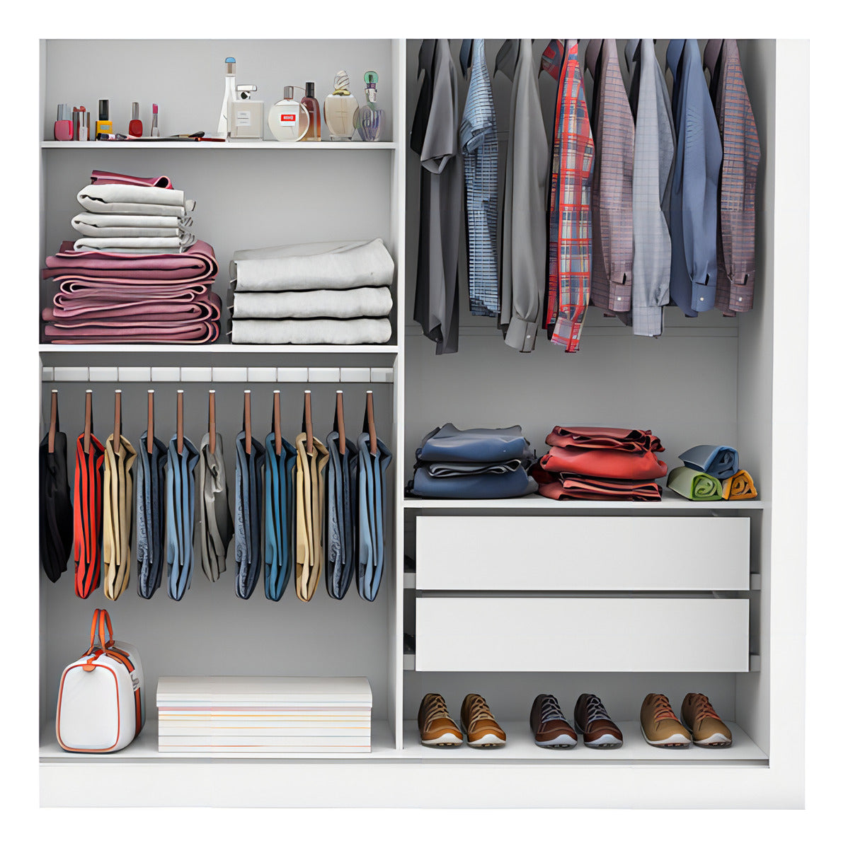 Guarda Roupas Casal Com Espelho 3 Portas De Correr Isabela Cor Branco