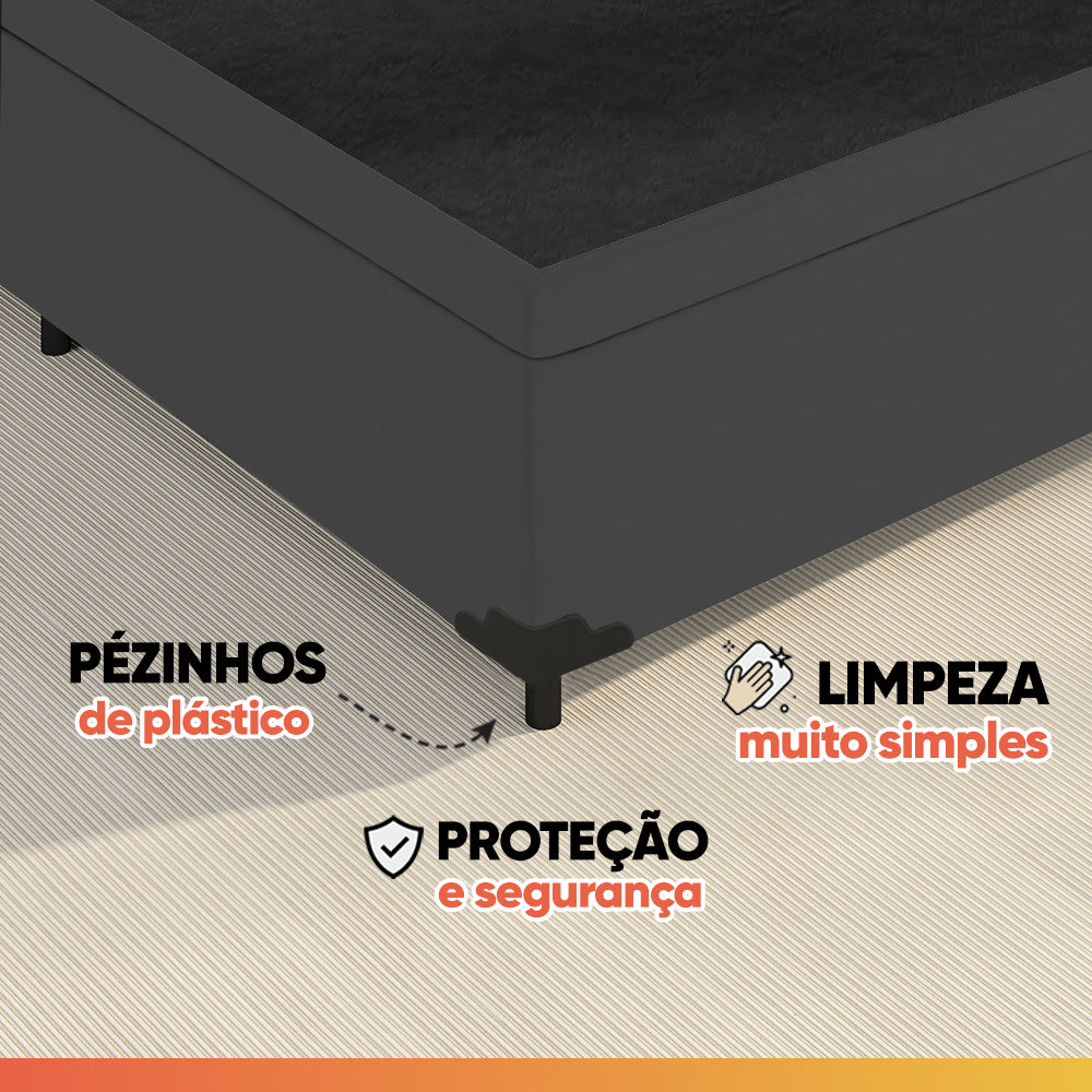 Gazin Cama box Maximus casal 138cm x 188cm cinza e preto