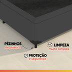 Gazin Cama box Maximus casal 138cm x 188cm cinza e preto