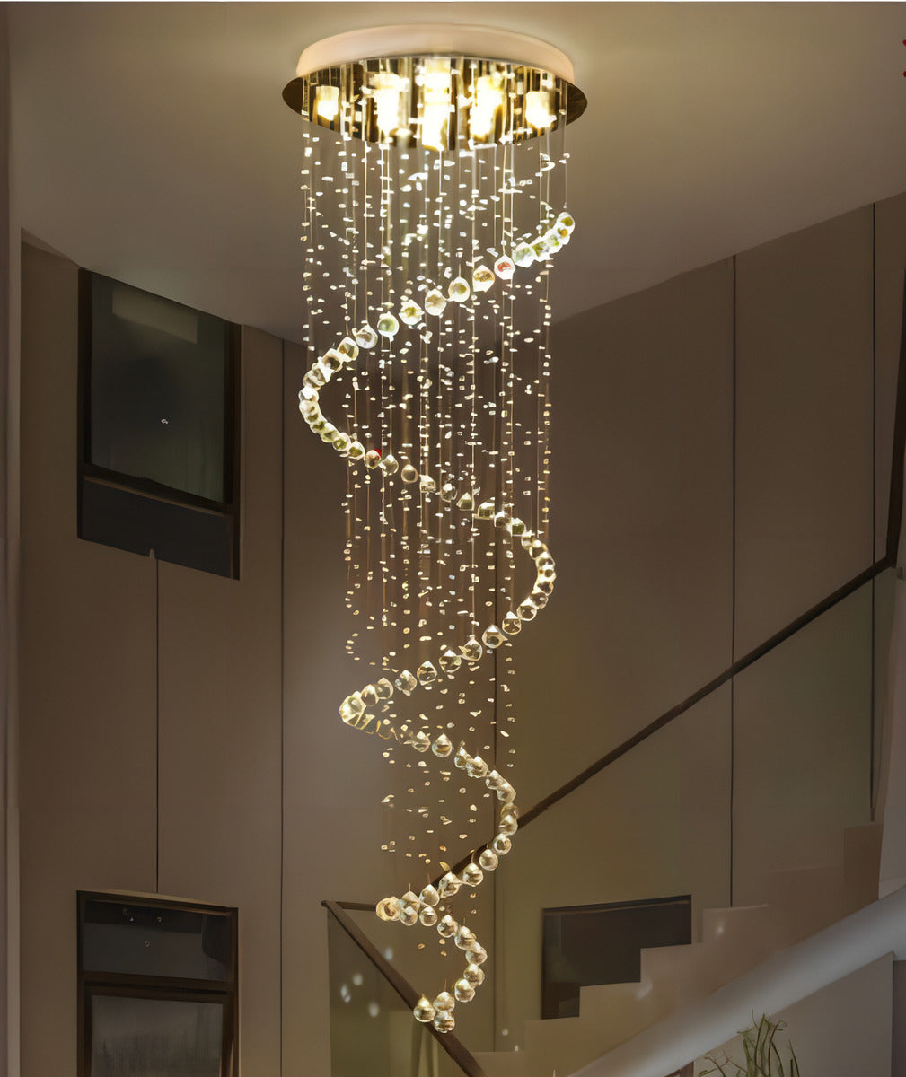 Lustre De Cristal Legítimo Espiral - Base 50 Cm Até 2 Mereos Cor Prateado