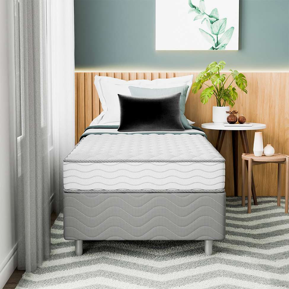 Cama Box Com Colchão Solteiro Howie Espuma D33 (17x88x188... Cor Branco