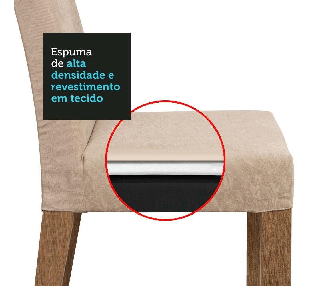 Sala Jantar Mesa Tampo Vidro 6 Cadeiras Alexis Cor Rustic/Crema/Imperial Desenho do tecido das cadeiras Liso