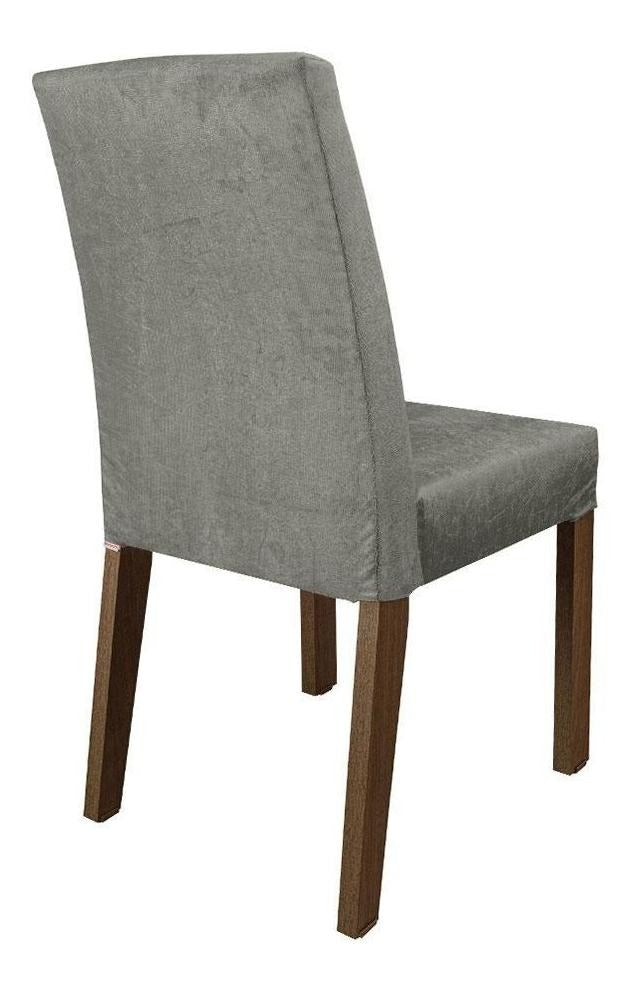 Sala Jantar Mesa Tampo Vidro 4 Cadeiras Anaju Rustica/Cinza