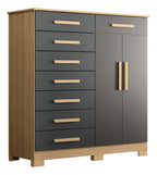 Cômoda New Verona Com 8 Gavetas E 2 Portas - Natural/titaniu Cor Natural