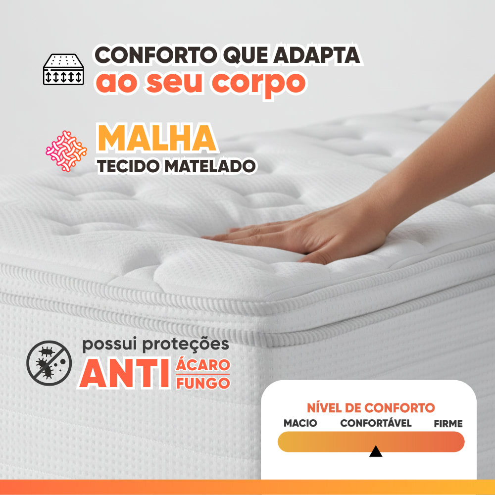 Cama Box Baú Casal Inducol Molas Ensacadas 138x188cm Branco