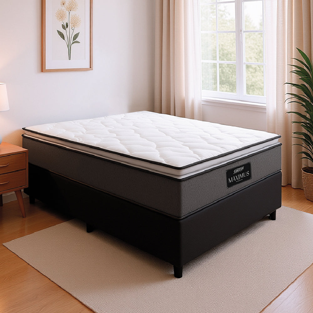 Gazin Cama box Maximus casal 138cm x 188cm cinza e preto