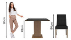 Sala Jantar Madesa Evelin Mesa Tampo Vidro Com 4 Cadeiras Cor Rustic/Preto/Oxford