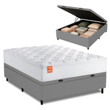 Cama Box Baú Casal Inducol Molas Ensacadas 138x188cm Branco