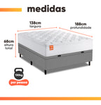 Cama Box Baú Casal Inducol Molas Ensacadas 138x188cm Branco