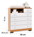 Cômoda Infantil Amora 5 Gavetas com Trocador Maxi do Brasil Branca MDF
