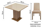 Sala Jantar Madesa Evelin Mesa Tampo Vidro Com 4 Cadeiras Cor Rustic/Crema/Imperial