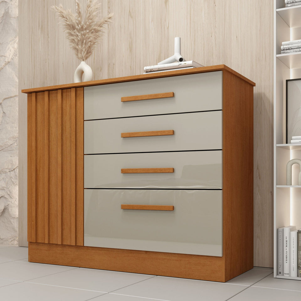 Cômoda 4 Gavetas 104cm Ripada Nova York Cinamomo/off Fc