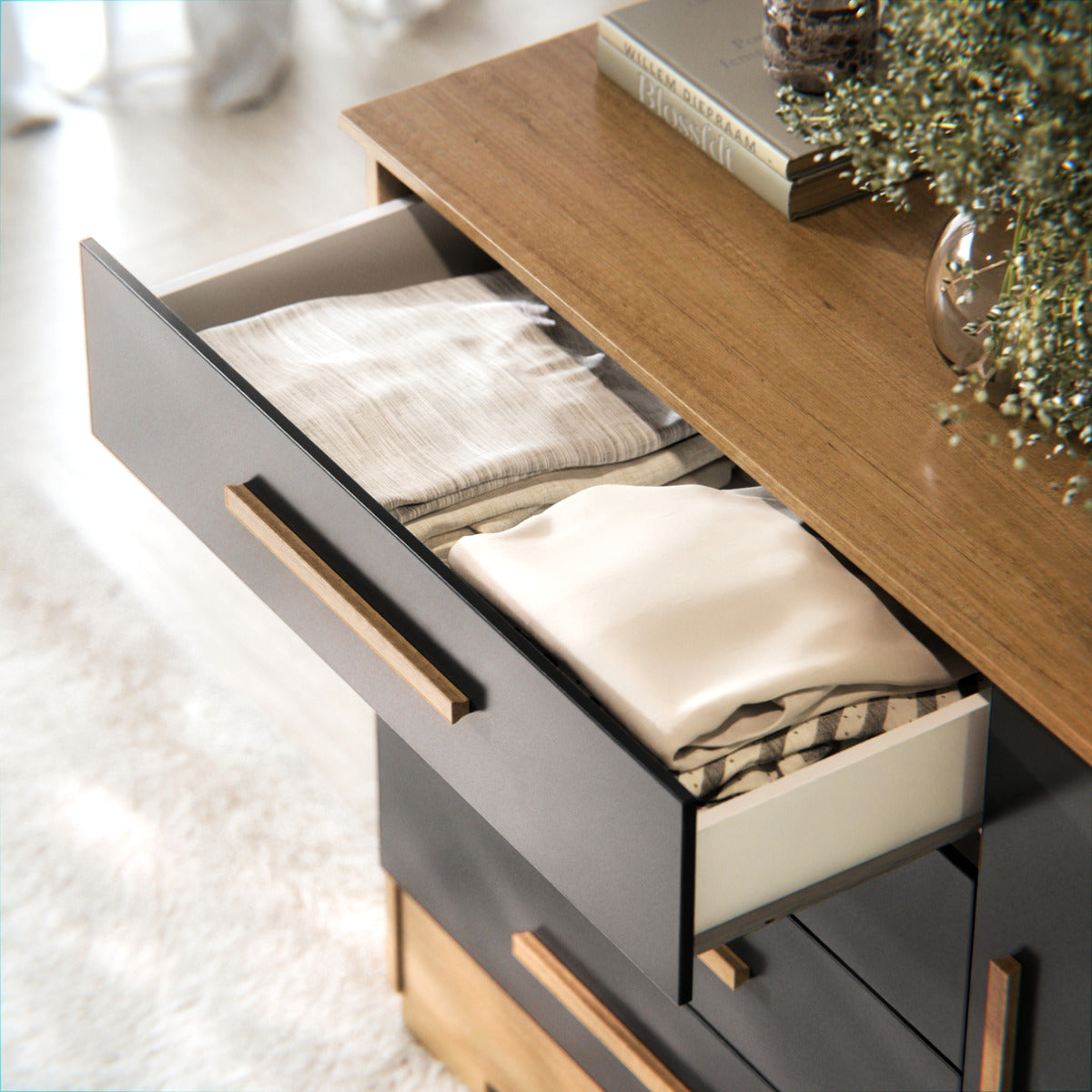 Cômoda C/ Sapateira Luxo Cor Preto Para Quarto Casal Web Home Móveis