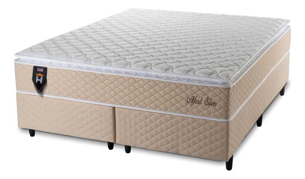 Cama Box King Size Alford 193x203x66 Bege C/ Molas Ensacadas