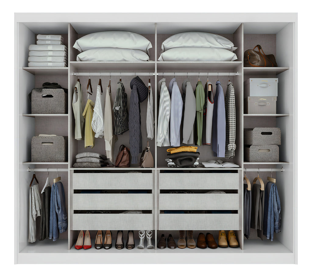 Guarda-roupa Casal 100% MDF 2 Pts 6 Gav Toronto Plus sem Espelho Branco Móveis Lopas