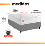 Cama Box Casal Molas Ensacadas Real Branco / Cinza Inducol