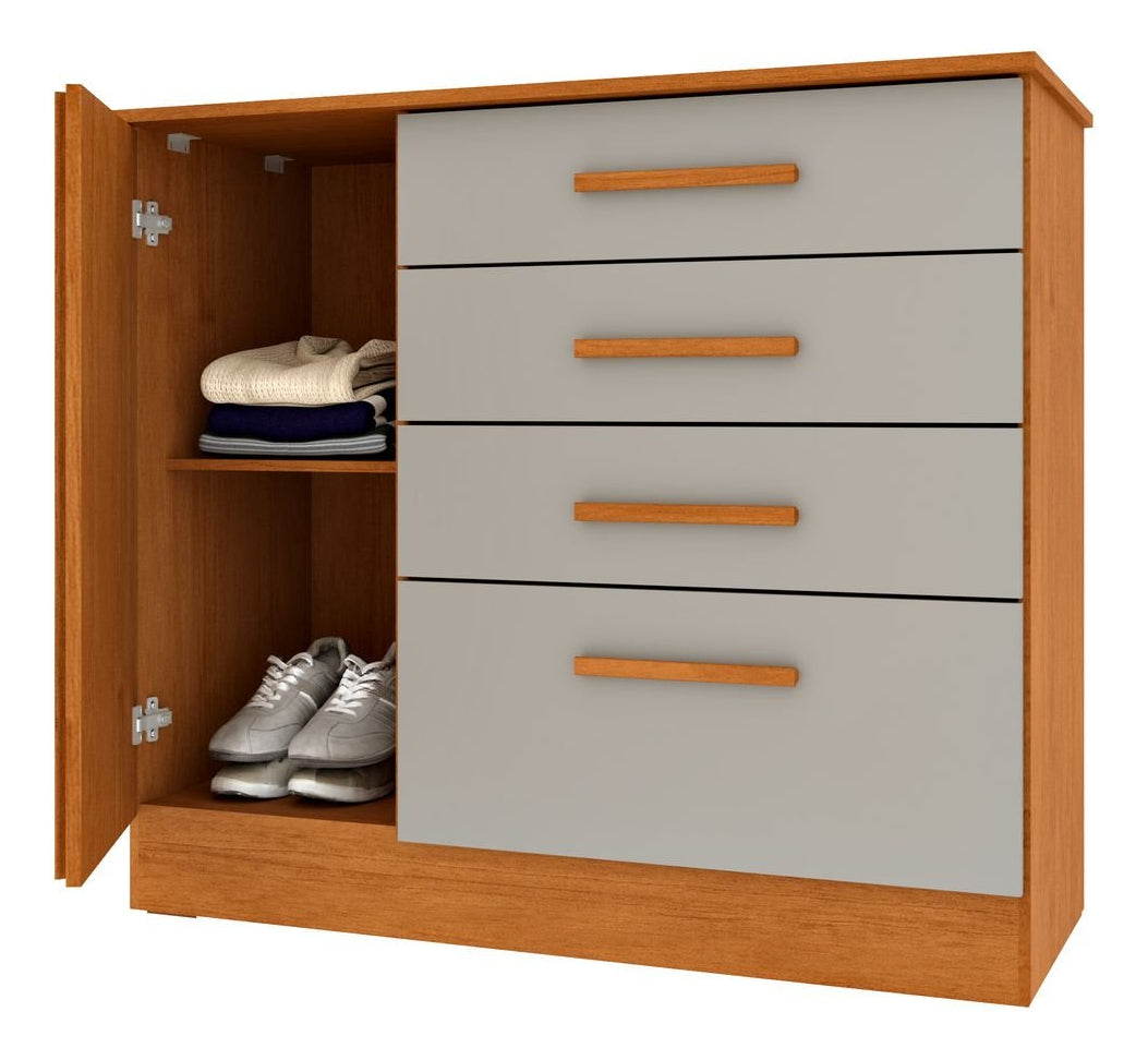 Cômoda 4 Gavetas 104cm Ripada Nova York Cinamomo/off Fc