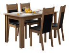 Sala De Jantar Mesa Tampo Madeira 4 Cadeiras Ellen Cor Rustic/preto/sintético