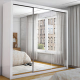 Guarda Roupas Casal Com Espelho 3 Portas De Correr Isabela Cor Branco