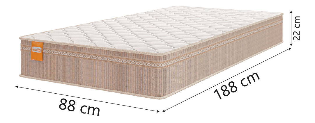 Cama Box Solteiro Inducol Qatar Molas MaxForce Pro 88x188cm Bege/Branco