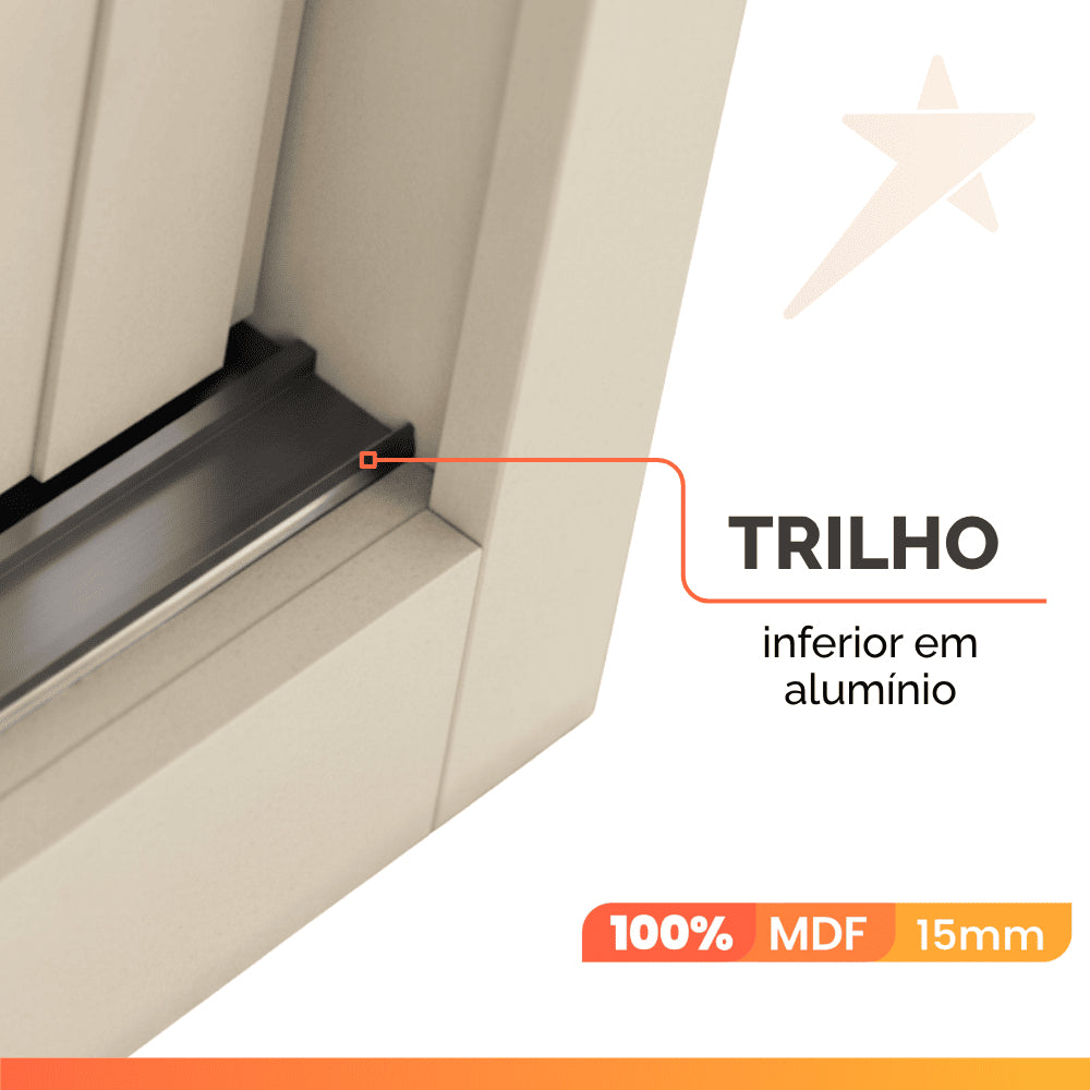 Guarda Roupas Casal 3 Portas Com Espelho 100% Mdf 6 Gavetas Off White/madeirado