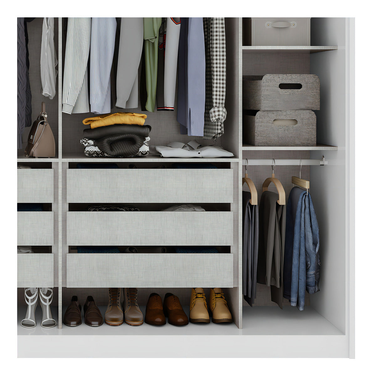 Guarda-roupa Casal 100% MDF 2 Pts 6 Gav Toronto Plus sem Espelho Branco Móveis Lopas