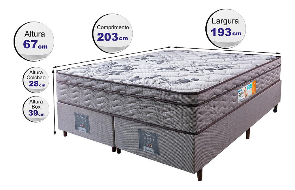 Cama Box King Colchão OrtoFirm + Box 193x203x67 One Face Espuma D45 Cinza