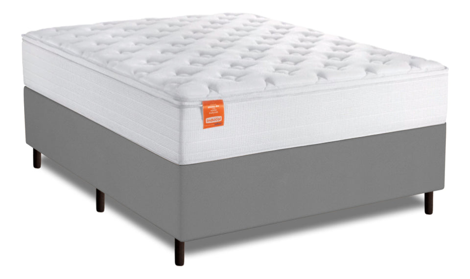 Cama Box Casal Molas Ensacadas Real Branco / Cinza Inducol