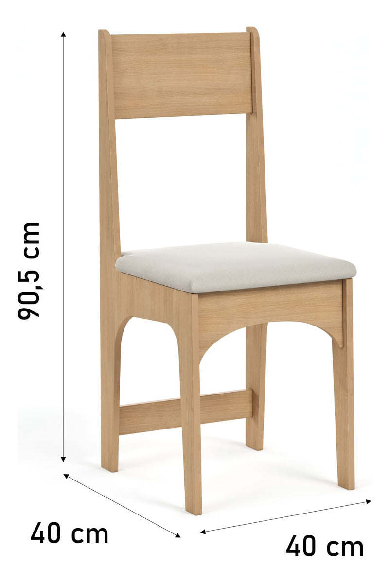 Conjunto Mesa de Jantar 4 Cadeiras Vivi Mesa Retangular 110x75 4 Lugares Mel Off White MDF/MDP