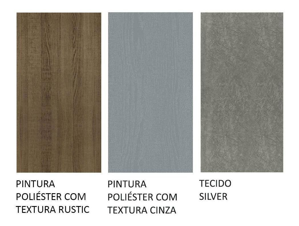 Sala Jantar Mesa Tampo Vidro 4 Cadeiras Anaju Rustica/Cinza