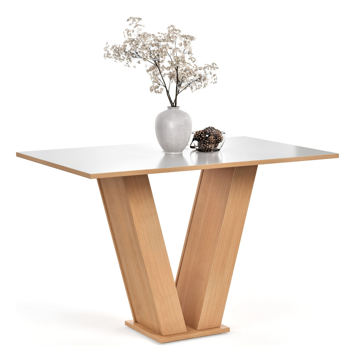 Conjunto Mesa de Jantar 4 Cadeiras Vivi Mesa Retangular 110x75 4 Lugares Mel Off White MDF/MDP
