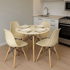 Conjunto Jantar Nero Mesa Redonda MDF 70cm + 4 Cadeiras Eiffel Fendi