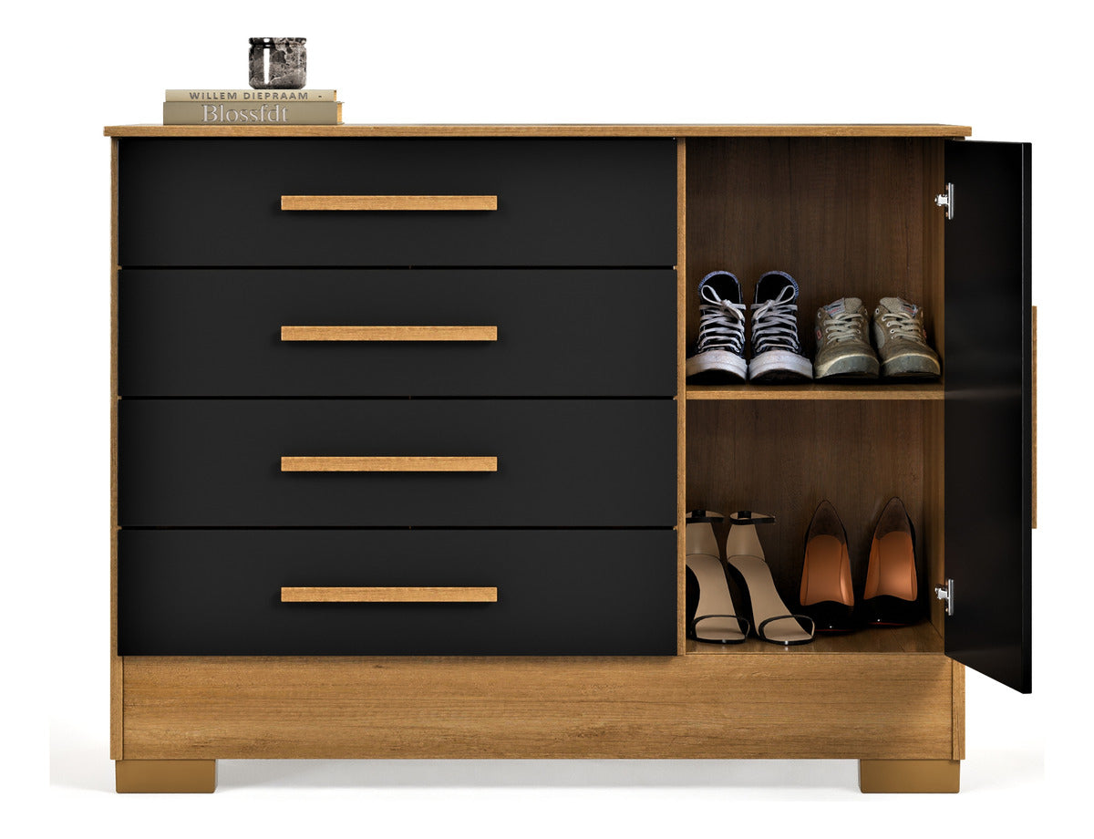 Cômoda C/ Sapateira Luxo Cor Preto Para Quarto Casal Web Home Móveis