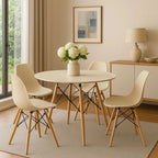 Conjunto Jantar Nero Mesa Redonda MDF 70cm + 4 Cadeiras Eiffel Fendi