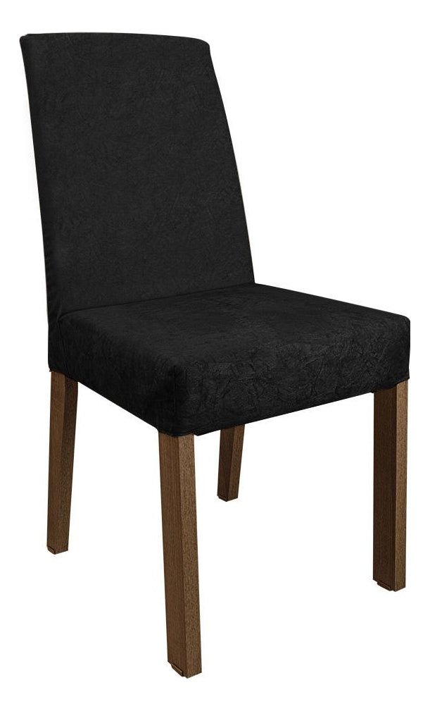 Sala Jantar Madesa Evelin Mesa Tampo Vidro Com 4 Cadeiras Cor Rustic/Preto/Oxford