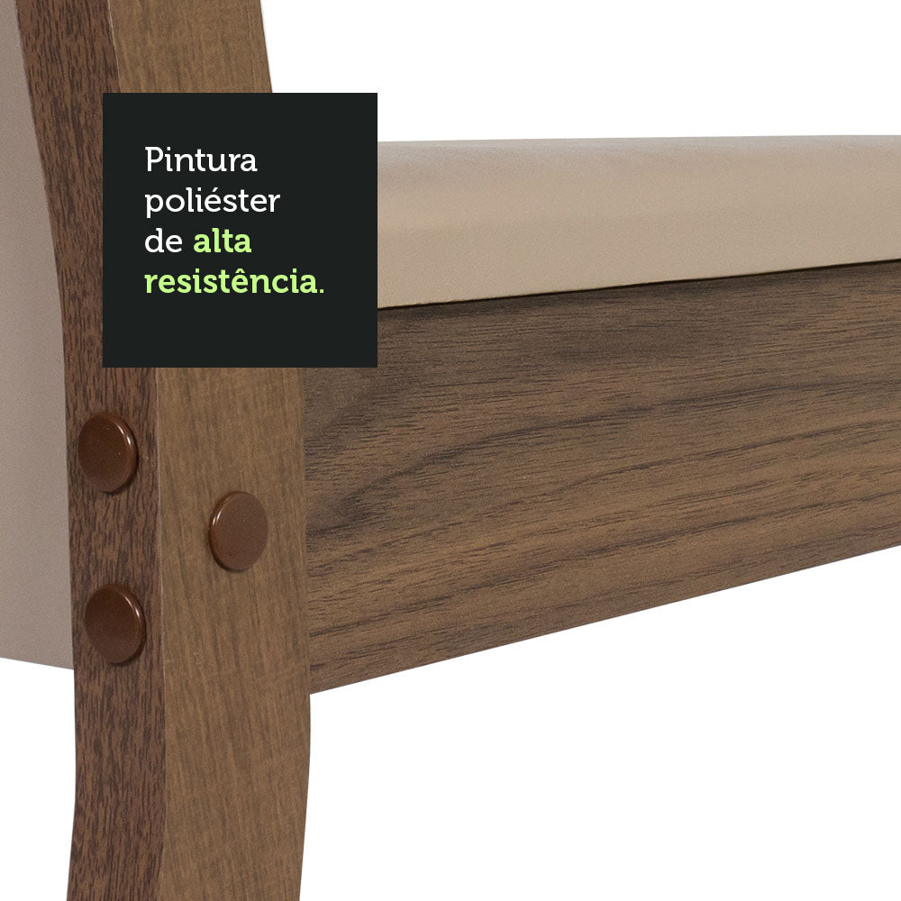 Sala De Jantar Mesa Tampo Madeira 4 Cadeiras Ellen Cor Creme Com Bege