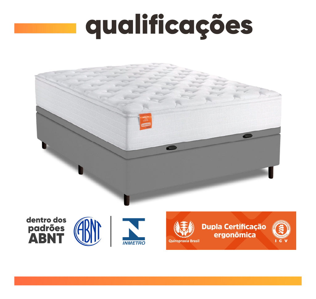 Cama Box Baú Casal Inducol Molas Ensacadas 138x188cm Branco