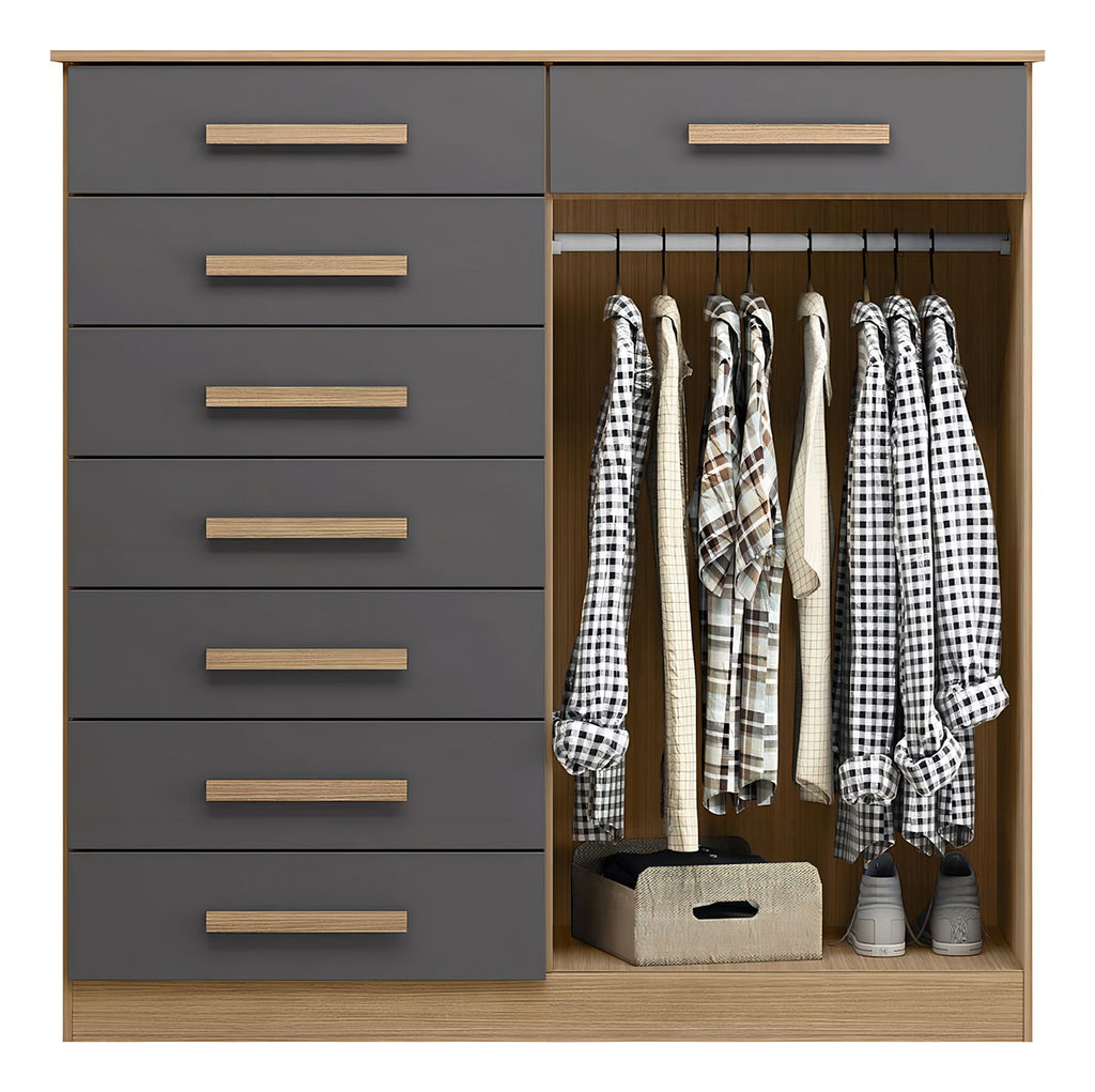 Cômoda New Verona Com 8 Gavetas E 2 Portas - Natural/titaniu Cor Natural