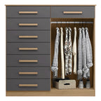 Cômoda New Verona Com 8 Gavetas E 2 Portas - Natural/titaniu Cor Natural