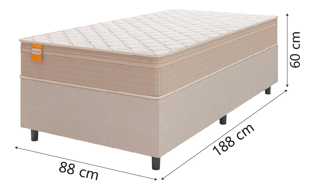 Cama Box Solteiro Inducol Qatar Molas MaxForce Pro 88x188cm Bege/Branco