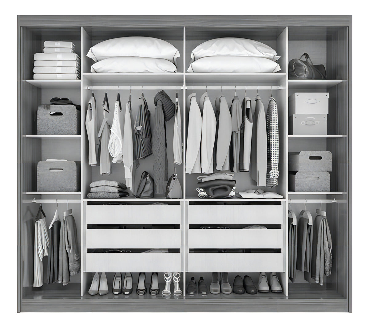 Guarda-roupa Casal 100% MDF 2 Pts 6 Gav Toronto Plus sem Espelho Branco Móveis Lopas