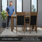 Sala De Jantar Mesa Tampo Madeira 4 Cadeiras Ellen Cor Rustic/preto/sintético