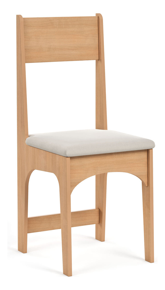 Conjunto Mesa de Jantar 4 Cadeiras Vivi Mesa Retangular 110x75 4 Lugares Mel Off White MDF/MDP