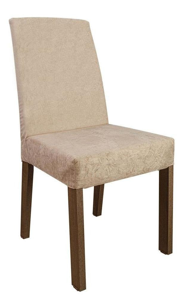 Sala Jantar Mesa Tampo Vidro 6 Cadeiras Alexis Cor Rustic/Crema/Imperial Desenho do tecido das cadeiras Liso