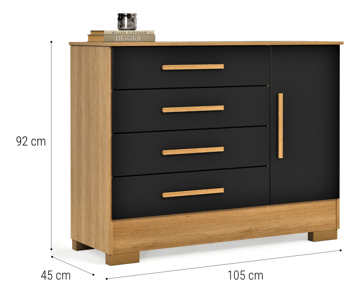 Cômoda C/ Sapateira Luxo Cor Preto Para Quarto Casal Web Home Móveis