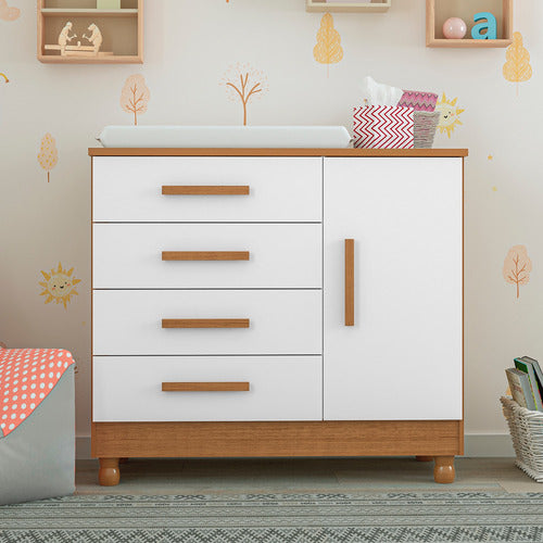 Comoda Trocador Bebe Colchão Impermeável Pé Regulador Altura