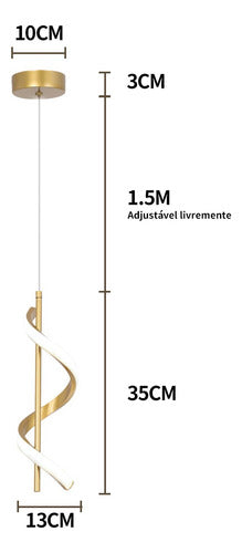 Pendente Led Espiral Moderno Minimalista Para Sala E Quarto