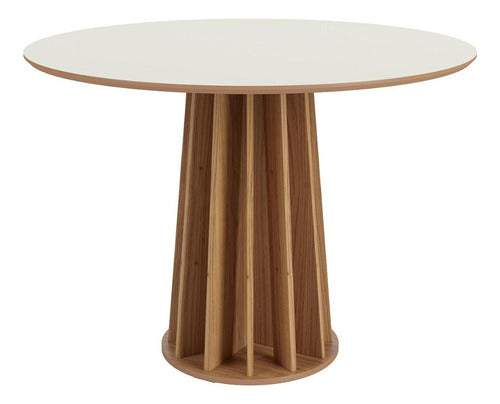 Mesa Redonda Dalla Costa Mdf 105cm + 4 Cadeiras Sala Jantar