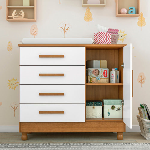 Comoda Trocador Bebe Colchão Impermeável Pé Regulador Altura