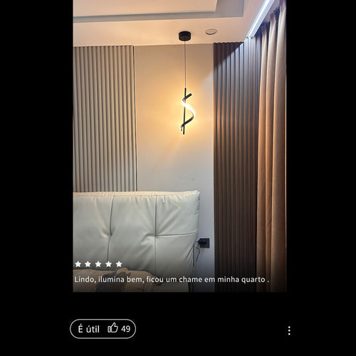 Pendente Led Espiral Moderno Minimalista Para Sala E Quarto